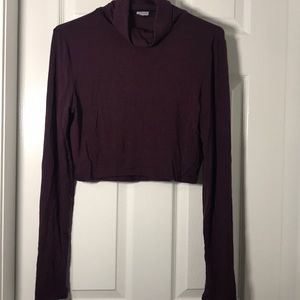 Plum turtle neck crop top